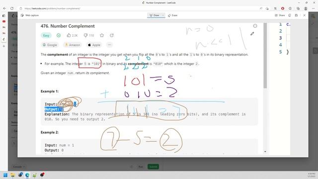 LeetCode 476 | Number Complement | Bit Manipulation | Debugger | Java смотреть онлайн