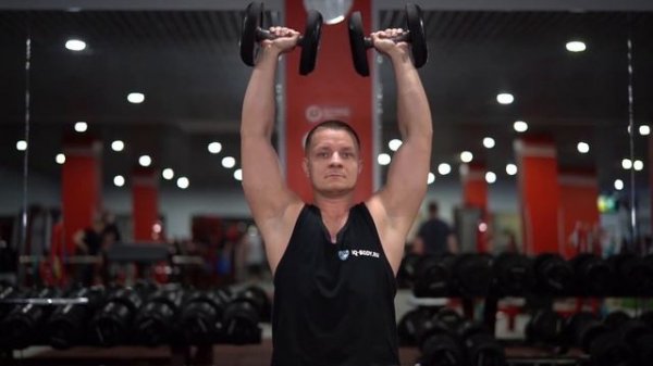 Жим Арнольда сидя на скамье. Упражнение #21 - Arnold bench press sitting on a bench