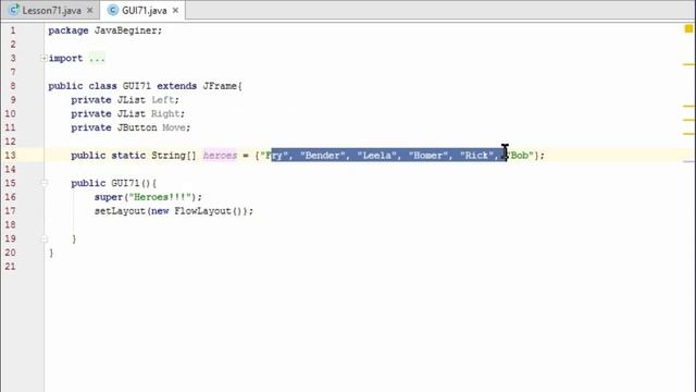 Урок 71 - GUI, JList , выбор нескольких элементов списка в Java. Evil Nerd смотреть онлайн