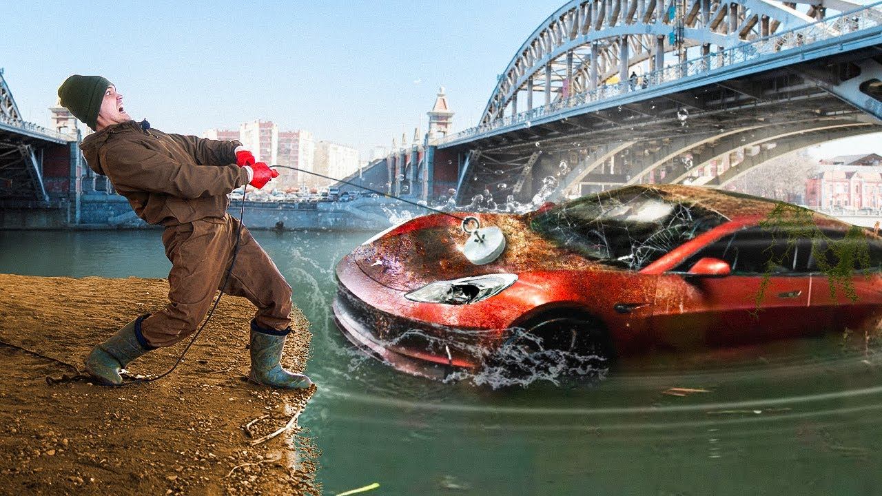 Нашли и подняли со дна Теслу во время магнитной рыбалки! смотреть онлайн