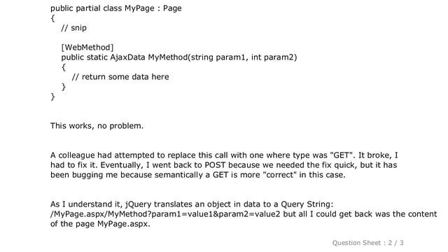 jQuery : Ajax GET requests to an ASP.NET Page Method? смотреть онлайн