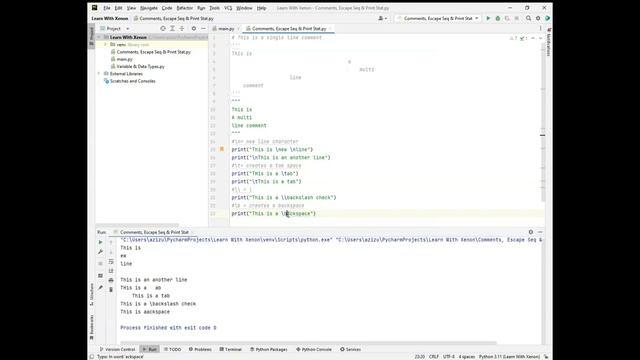 Comments, Escape Sequences & Print Statements| Learn Python For Beginners |# Day1 смотреть онлайн