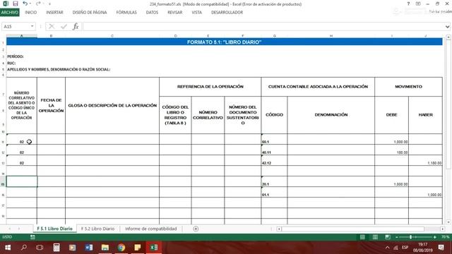 Tutorial de Llenado 2019 | Formato 5.1 Libro Diario | Contabilidad Básica смотреть онлайн