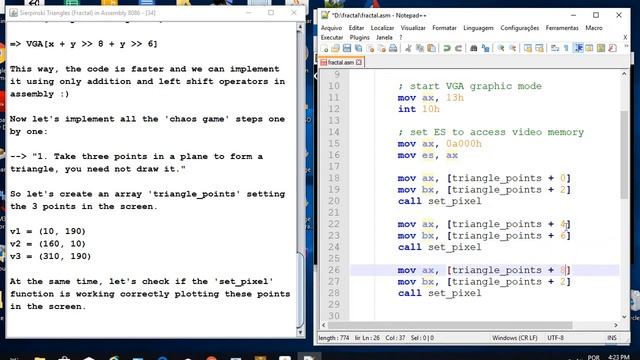 [Assembly 8086 / DOS] - Let's code the Sierpinski Triangles (Fractal) using the 'Chaos Game' method смотреть онлайн