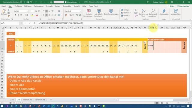 Werte pro Kalenderwoche addieren - Dynamische Arrays in Excel 365 смотреть онлайн