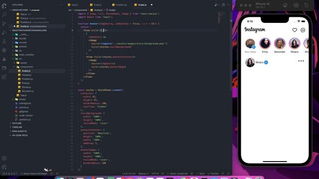 Instagram Home Screen UI - React Native - Speed Code смотреть онлайн