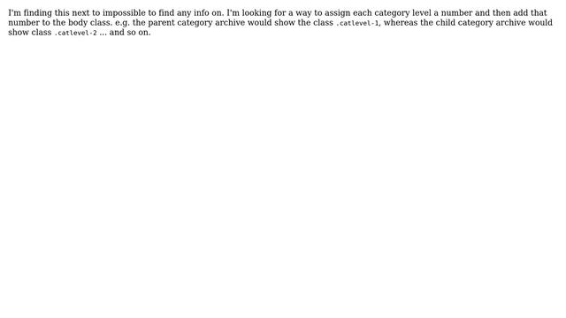 Wordpress: category hierarchy level as a body class - parent cat =1, child cat=2, grandchild=3 смотреть онлайн
