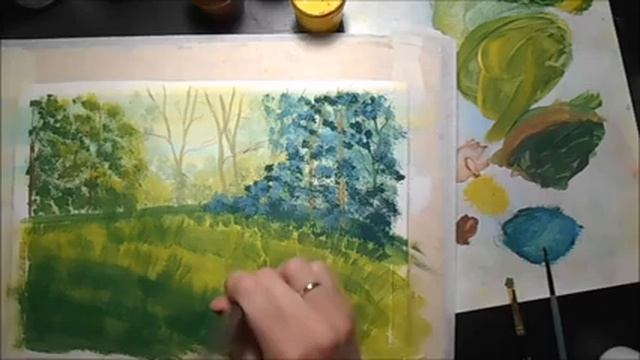 видео урок Как нарисовать лето солнечный день гуашью ПЕЙЗАЖ #МарияУсович смотреть онлайн