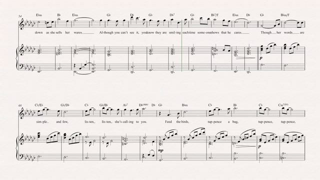 Violin - Feed The Birds - Mary Poppins - Sheet Music, Chords, & Vocals