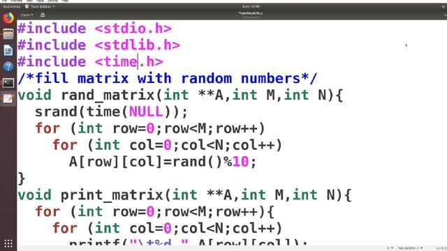 Short lecture 11: C program - 2d array malloc - random matrix on heap смотреть онлайн