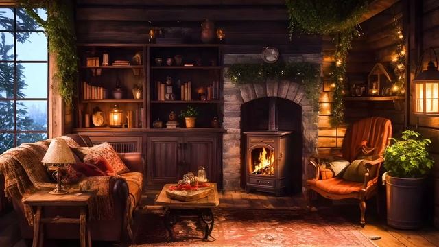 ?24/7 LIVE Blizzard Cozy Cabin with Howling Cold Wind & Crackling Firewood Burning Sounds for Sleep смотреть онлайн