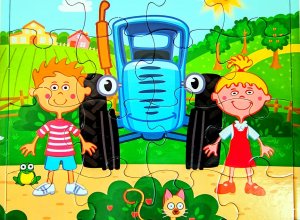 Синий трактор едет по полям попробуй отгадай  собираем пазлы для детей #синийтракторпополям на ферме