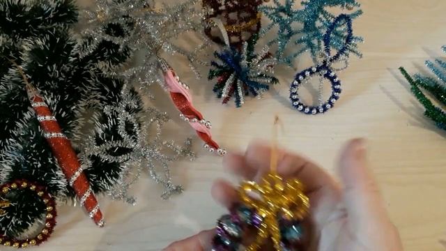 Елочные игрушки из синельной проволоки (мишуры) за 5 мин. От скуки на все руки. Рукоделие. смотреть онлайн