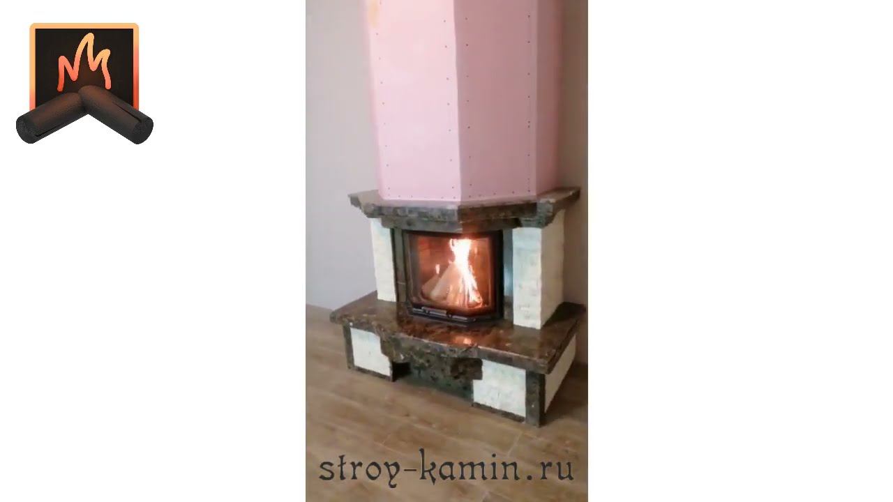 Традиционный пристенный камин из мрамора с призматической топкой АСТОВ ПП 6957 на заказ и под ключ