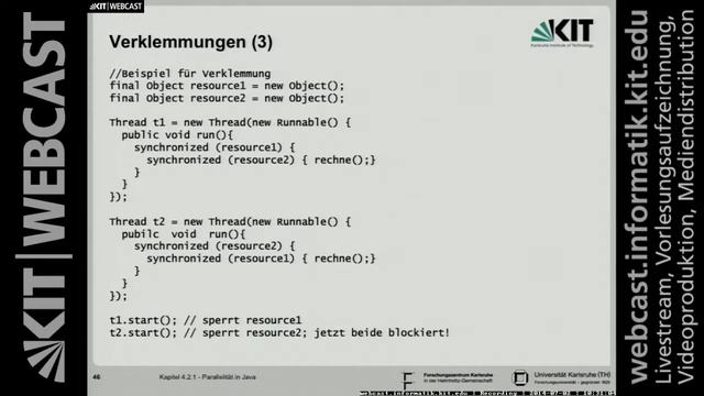 21: Parallelität in Java: Konstrukte zur Erzeugung, Koordination, Unterbrechung, Verklemmungen смотреть онлайн