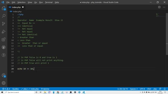 What is Comparisons operator in PHP | PHP tutorial смотреть онлайн