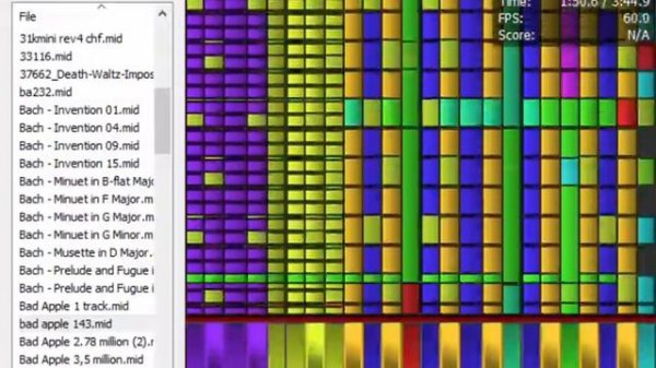 "New" MIDI (bad apple, again, but squished into 2 octaves and transposed fo f/f# minor)