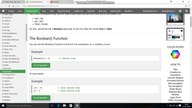 Use of Boolean in Java Script. смотреть онлайн