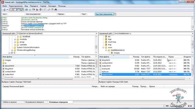 Хостинг Eskhosting.ru. Изменяем права доступа к файлам и папкам. смотреть онлайн