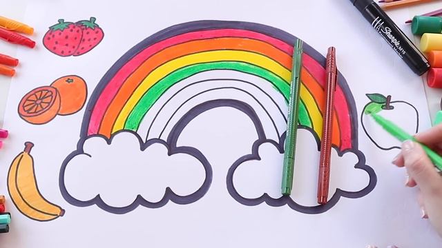 Dibuja y Colorea el ARCOÍRIS con FRUTAS 🌈 Dibujos para niños смотреть онлайн