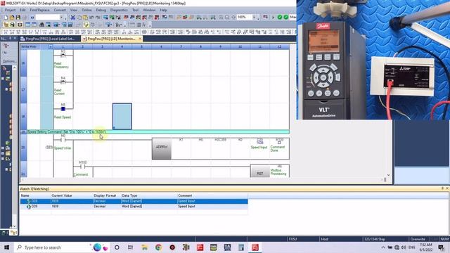Mitsubishi FX5U "Modbus RTU" Danfoss FC302 Tutorial смотреть онлайн