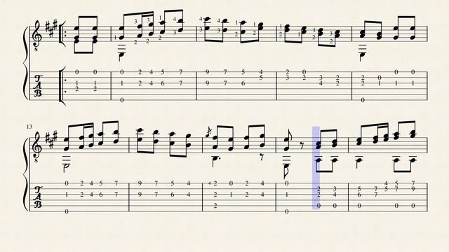 Etude N°15 Op.35 - Fernando Sor (1778 - 1839) Tablature