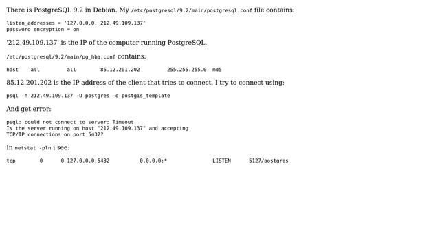 Unix & Linux: Cant get remote access to PostgreSQL смотреть онлайн