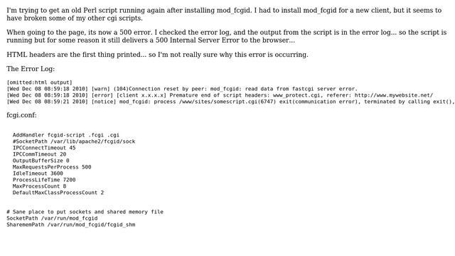 mod_fcgid, perl script output going to apache error_log смотреть онлайн