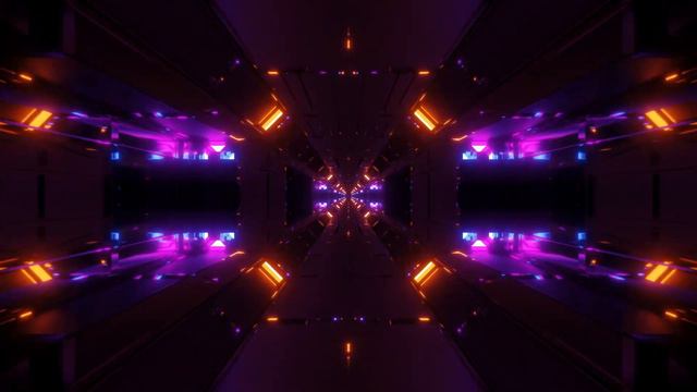 Futuristic Neon SciFi Tunnel Corridor VJ Loop - Purple & Orange Background Screensaver - 1 hour смотреть онлайн