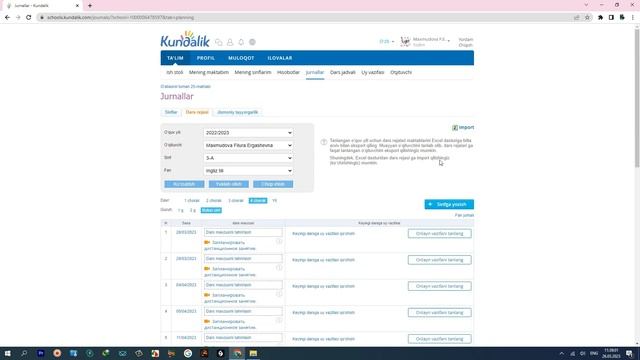 Kundalik.com 4-chorak dars rejasini kiritish 2023 yil смотреть онлайн