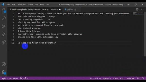 Telegram bot - let's learn sending PDF documents (python)