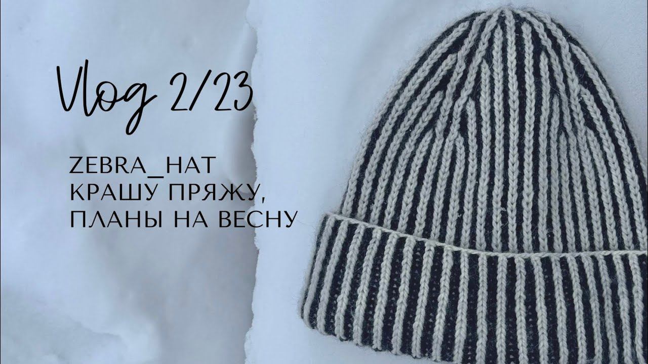 Влог 2/23: крашу пряжу, шапка zebra_hat, процессы и планы на весну. смотреть онлайн