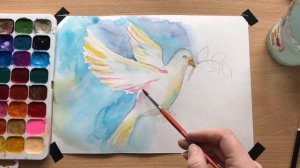 Рисуем голубя мира акварелью (Простой рисунок ко Дню Победы 9 мая) | Peace dove drawing watercolor