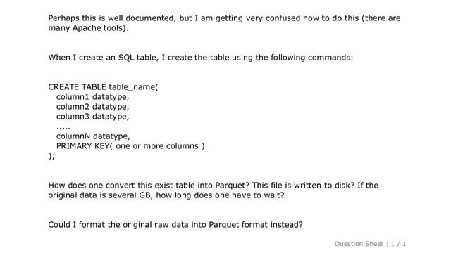 MySQL : How to convert an 500GB SQL table into Apache Parquet? смотреть онлайн