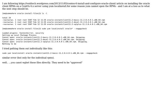 yum Cannot open: oracle-instantclient11.2-basic-11.2.0.4.0-1.x86_64.rpm. Skipping смотреть онлайн