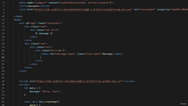 02 - Getting Started with Vue - 004 Adding a simple form element and binding data смотреть онлайн