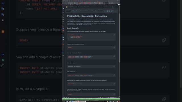 PostgreSQL - Savepoint in Transaction смотреть онлайн