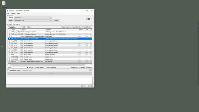 ECUTools Data Logger Configuration