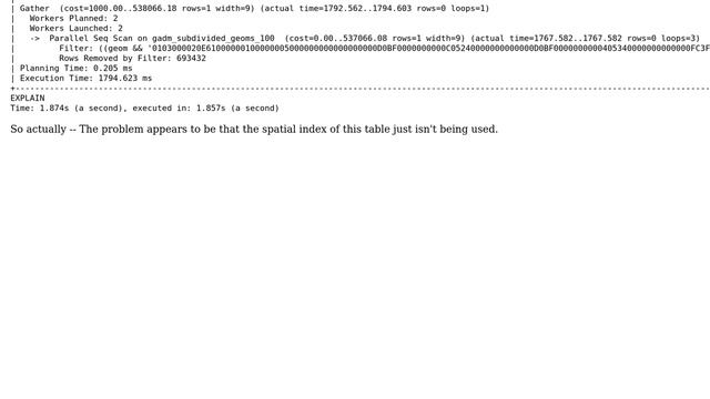 GIS: PostgreSQL/PostGIS KNN query using ＜-＞ operator in ORDER BY clause not using index смотреть онлайн
