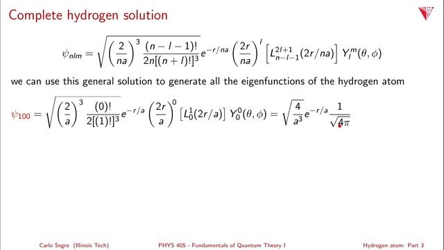 4.07 The hydrogen atom: Part 3 смотреть онлайн