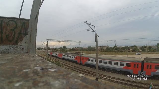 Старое видео ЭР2К-1073. ЭКШН КАМЕРА. Вид с башни. Евпатория КЖД 2019