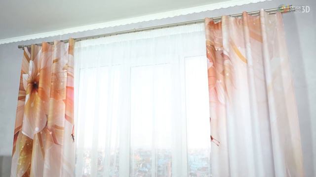 3D Фотошторы «Волшебные цветы с бабочками» смотреть онлайн