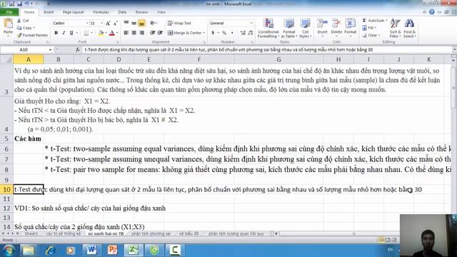 Tính Trị số thống kê (Descriptive statistics) và so sánh hai số trung bình (t-Test, z-Test) = excel смотреть онлайн