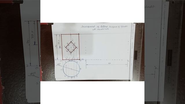 Development of lateral surface of cylinder with a square hole смотреть онлайн