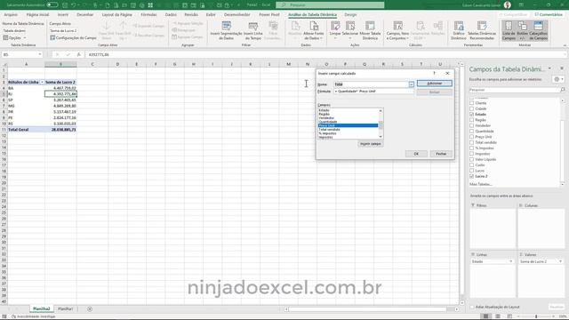 CAMPO CALCULADO e ITEM CALCULADO EM TABELAS DINÂMICAS NO EXCEL - ENTENDA A DIFERENÇA NA PRÁTICA смотреть онлайн