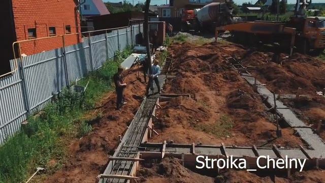 Заливка свайно-ленточного фундамента бетононасосом маркой М250 смотреть онлайн