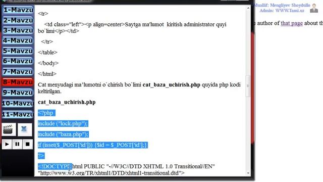 Cat menyuni ma’lumotni o`chirish bo`limini admin panelini yaratish usuli смотреть онлайн