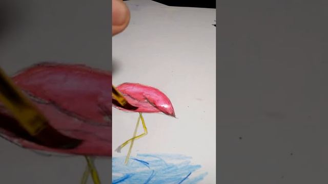 Рисуем акварельными карандашами фламинго. смотреть онлайн
