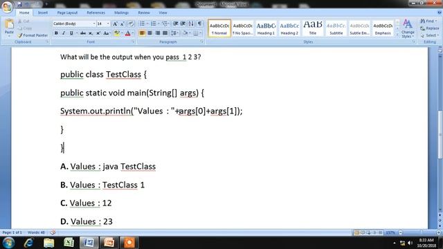Java Command Line Arguments MCQ-2 смотреть онлайн