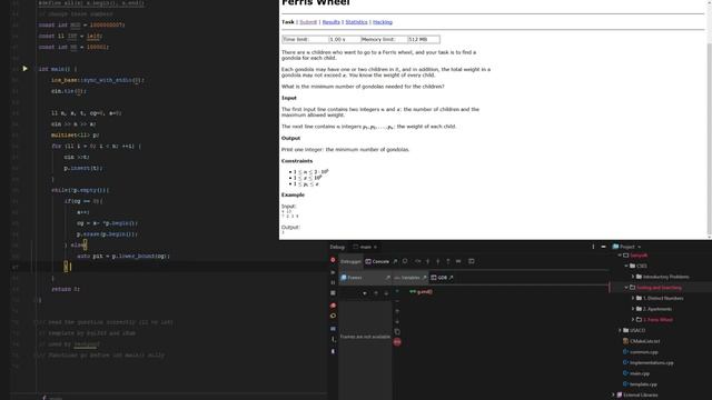 Ferris Wheel - CSES Sorting and Searching #3 смотреть онлайн